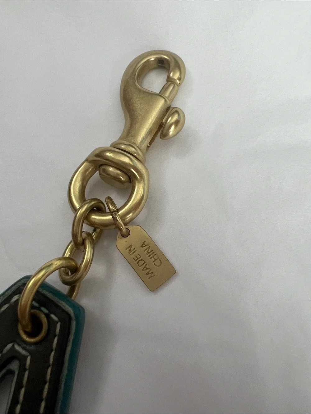 Coach Vintage A Initial Monogram Leather Bag Charm Brass Hardware
